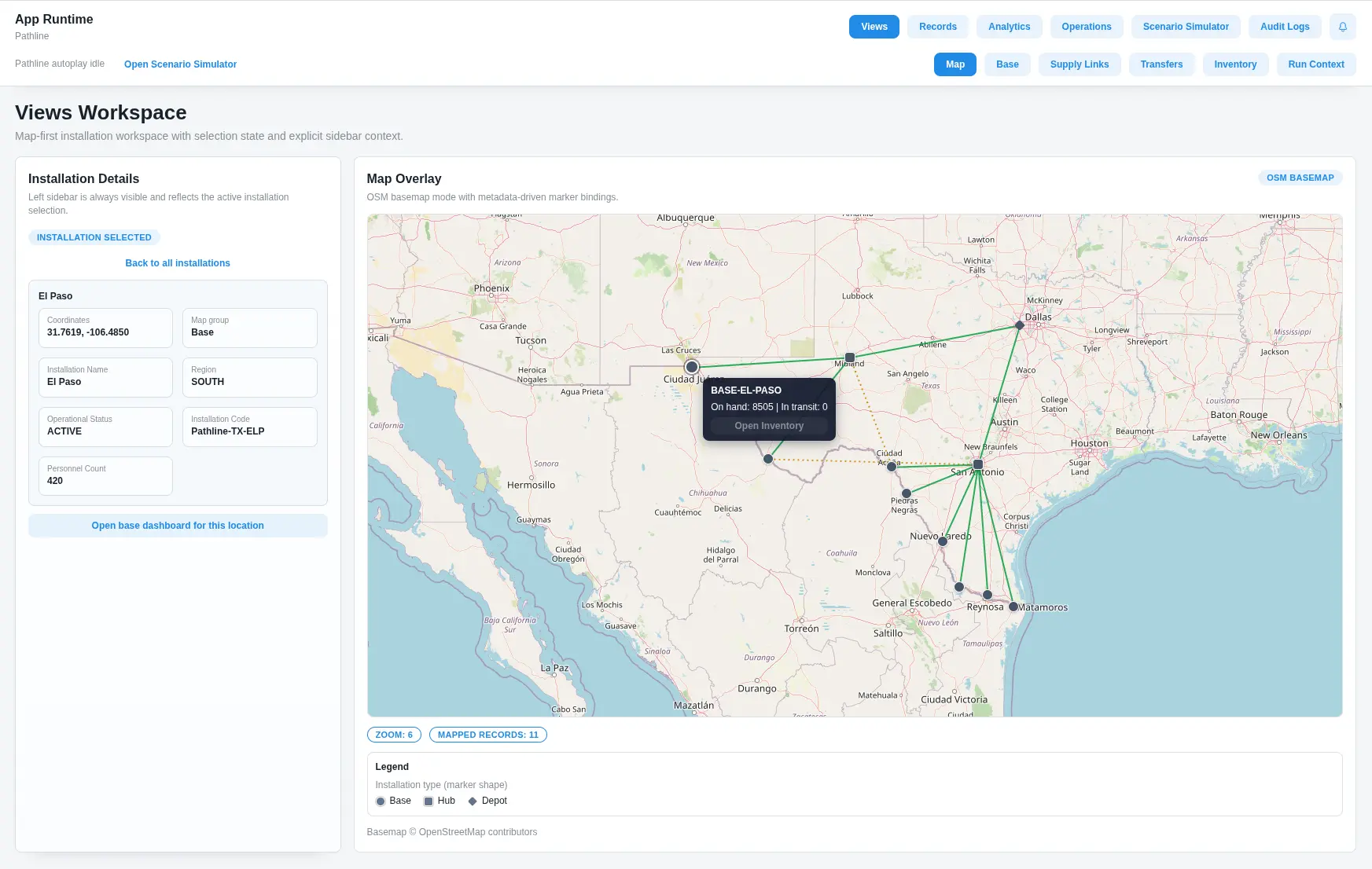 PathLine operational map view screenshot